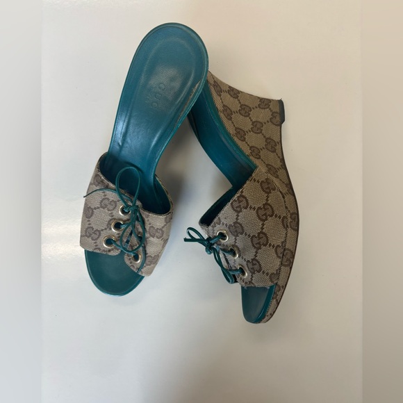 Gucci Wedge Slides With Green Sole - Picture 2 of 2